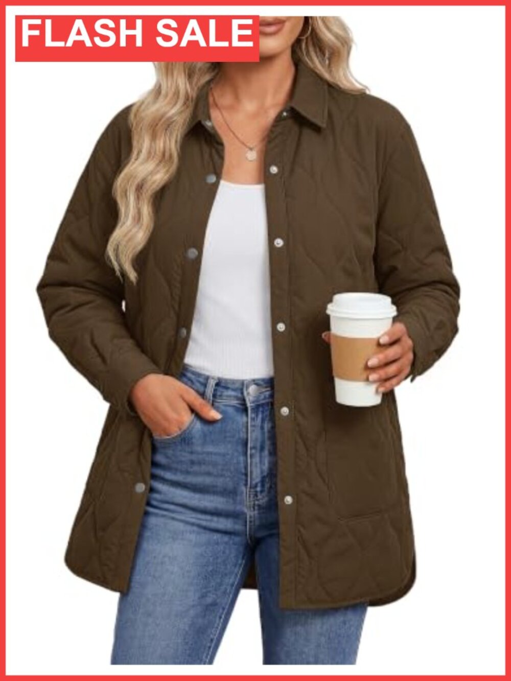 Womens Quilted Puffer Jacket Lightweight Warm Long Coat Button